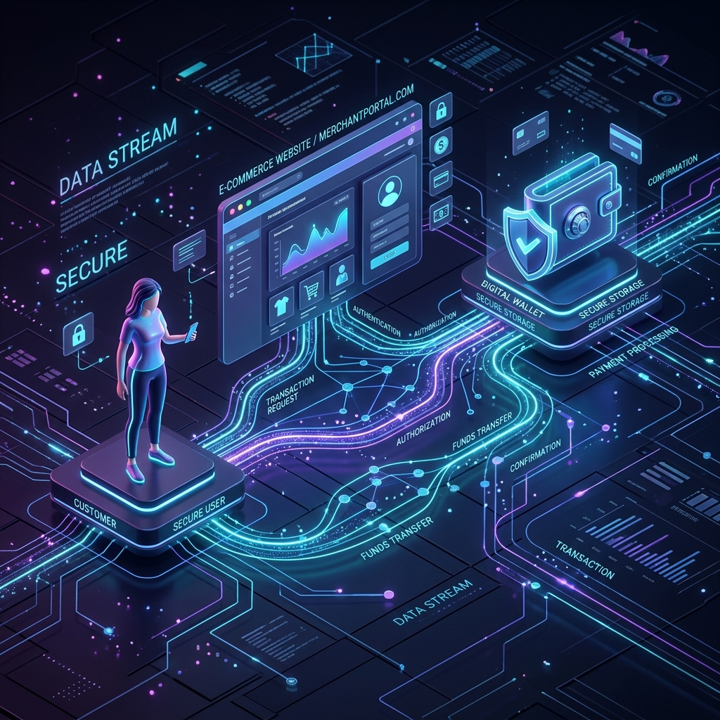 Diagram of how a crypto payment gateway works